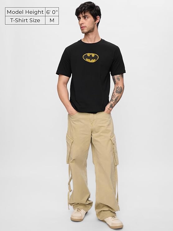 The Souled Store Batman: Classic Logo Men and Boys Short Sleeves Round Neck Printed Regular Fit Cotton T-Shirts - Image 3