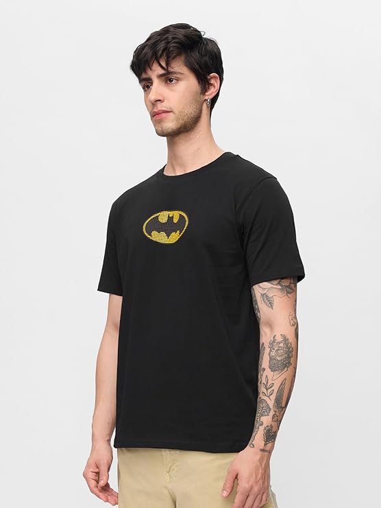 The Souled Store Batman: Classic Logo Men and Boys Short Sleeves Round Neck Printed Regular Fit Cotton T-Shirts - Image 2