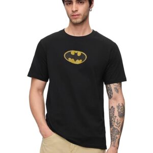 The Souled Store Batman: Classic Logo Men and Boys Short Sleeves Round Neck Printed Regular Fit Cotton T-Shirts
